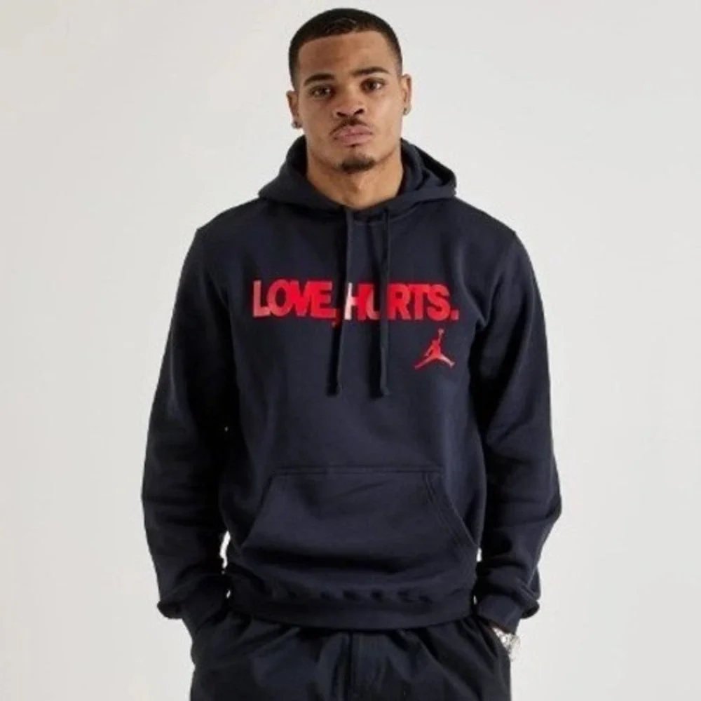 Air Jordan Jalen Hurts Love, Hurts Black Red Hoodie Sweatshirt JQ3843-010 Size M